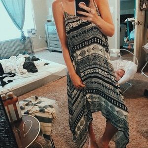 Boho Black White Dress